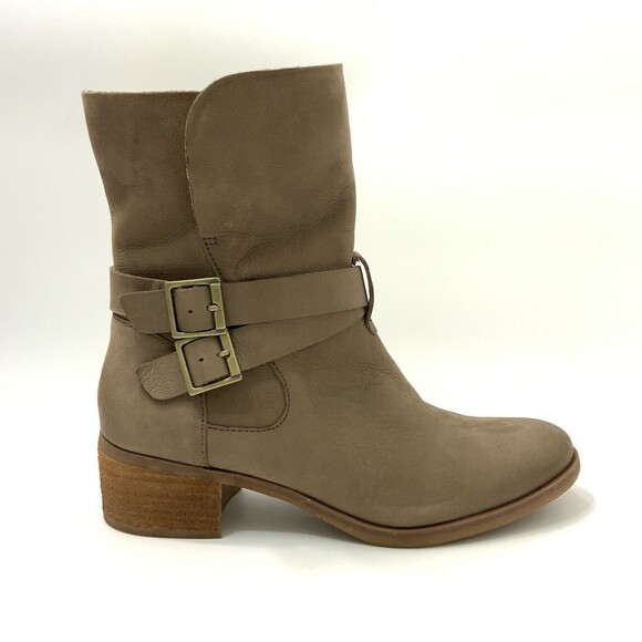 Korks Boots Women Size 9M Tan Double Harness Stacked Block Heel Comfort - Picture 2 of 12